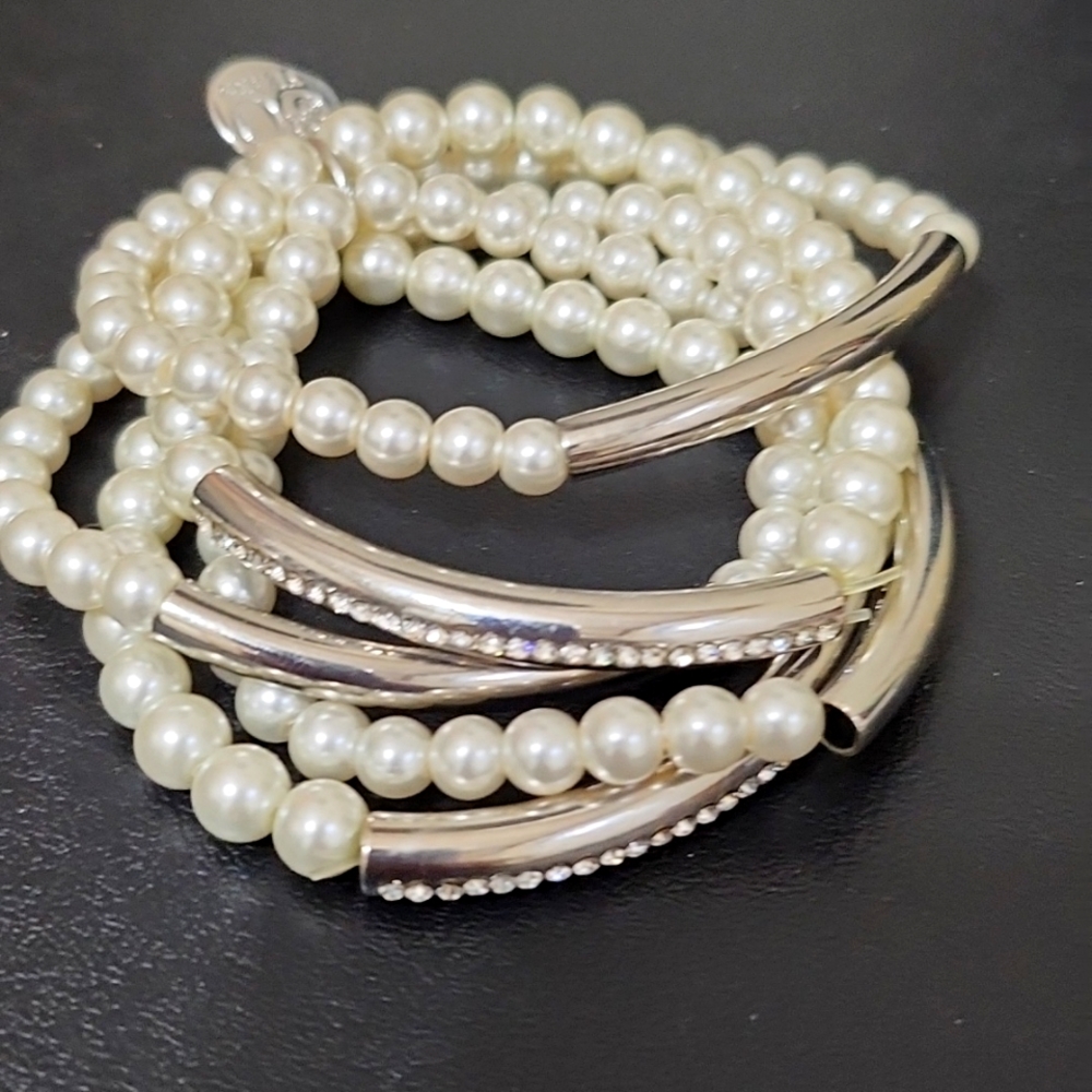 Chicos 5 strand faux pearl bracelet